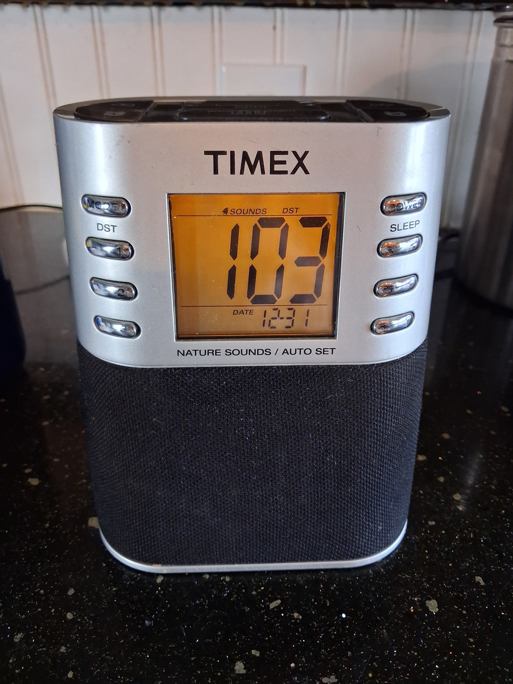 Timex T307S Silver Digital AM/FM Alarm Clock Radio Nature Sounds MP3 Line-in